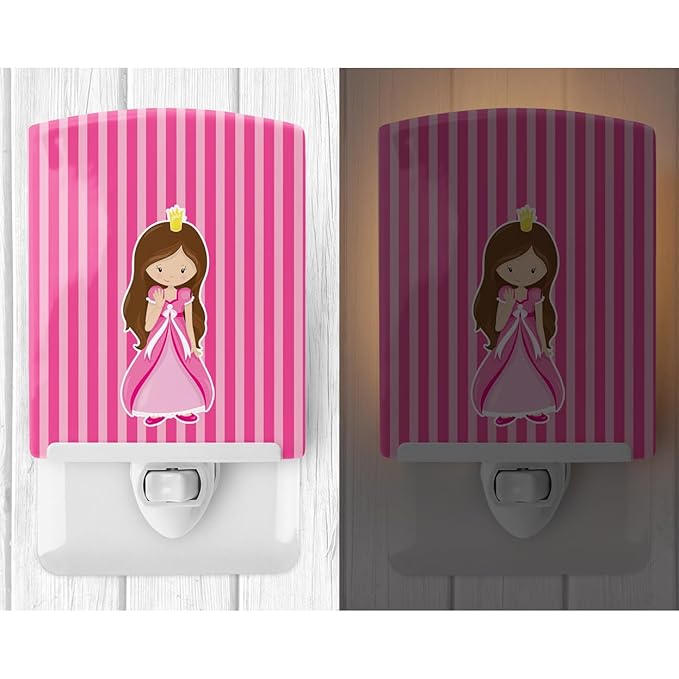 Caroline's Treasures BB8756CNL Brunette Girl Princess Ceramic Night Light Compact, UL-Certified, Ideal for Bedroom, Bathroom, Nursery, Hallway, Kitchen, 6x4x3, Multicolor