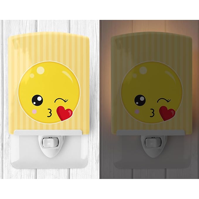 Caroline's Treasures BB8731CNL Kissy Face Ceramic Night Light Compact, UL-Certified, Ideal for Bedroom, Bathroom, Nursery, Hallway, Kitchen, 6x4x3, Multicolor