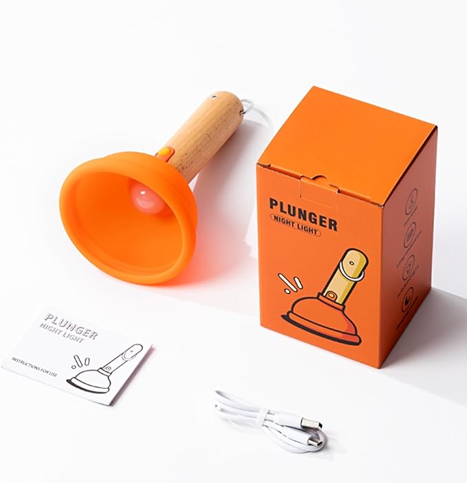 Funny Gifts for Kids, Plunger-Shaped Night Light, Weird Lamp Gifts Bedside Lamp for Nursery, ABS+SIL, Touch Control, Portable and Rechargeable for Breastfeeding Toddler Baby Kids Decor