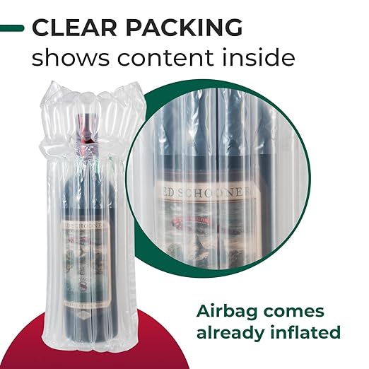 IDL Packaging Inflated Wine Bags for Travel, Pack of 3 - Reusable Air Column Bags for up to 750 ml Bottles - Wine Bottle Protector for Packing, Travel and Shipping - Glass Cushioning