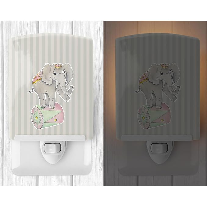 Caroline's Treasures BB6859CNL Circus Elephant Ceramic Night Light Compact, UL-Certified, Ideal for Bedroom, Bathroom, Nursery, Hallway, Kitchen, 6x4x3, Multicolor