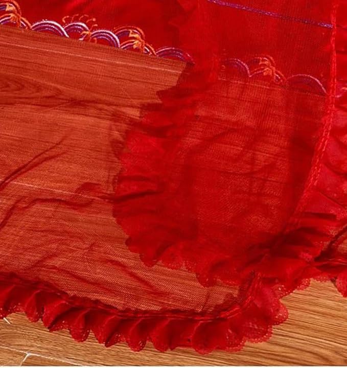 Mengersi Red Canopy Bed Curtains Bed Canopy,Four Corner Post Bed Curtains Elegant Bed Draperies Bedroom Decoration,Full