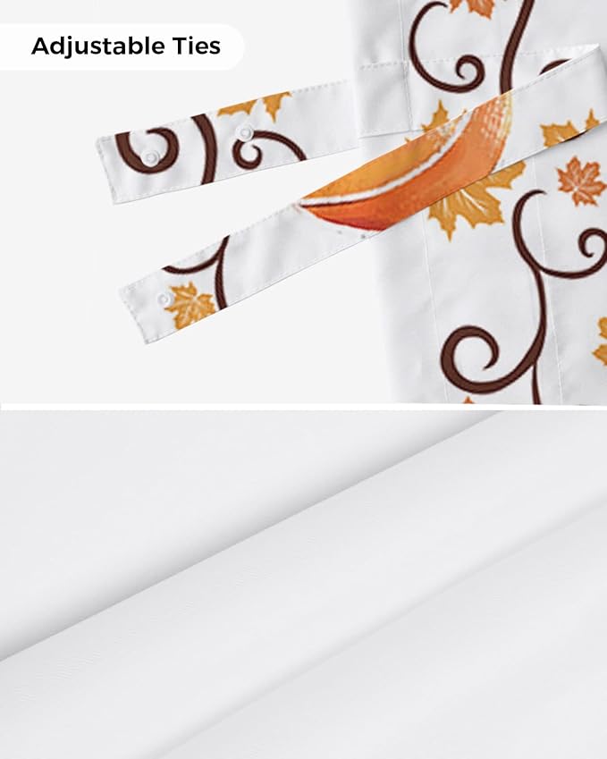 Fall Maple Leaves Blackout Tie Up Valance Curtains for Kitchen Windows Thanksgiving Watercolor Pumpkins Window Toppers Balloon Shades for Living Room/Bathroom/Bedroom,1 Panel,42" X 12" Orange
