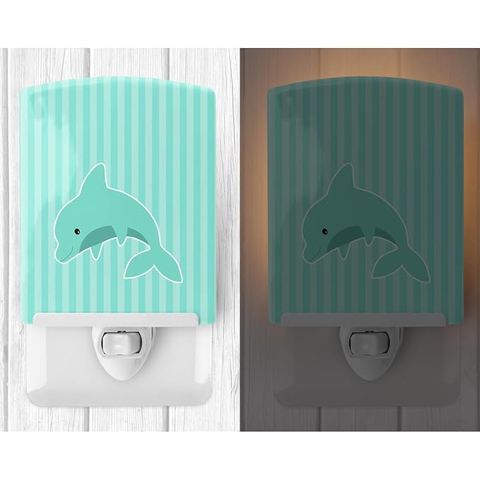 Caroline's Treasures BB7120CNL Dolphin Ceramic Night Light Compact, UL-Certified, Ideal for Bedroom, Bathroom, Nursery, Hallway, Kitchen, 6x4x3, Multicolor