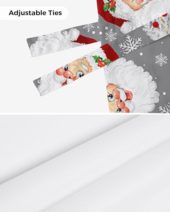 Grey Christmas Blackout Tie Up Valance Curtains for Kitchen Windows Santa Claus Merry Christmas Tree Window Toppers Balloon Shades for Living Room/Bathroom/Bedroom,1 Panel, 54" X 18", Winter Snowflake