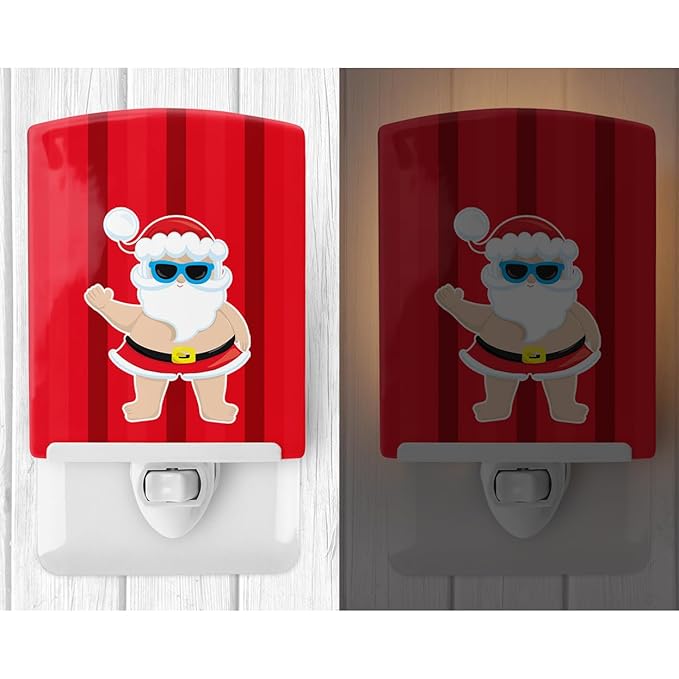 Caroline's Treasures BB9070CNL Beach Santa Claus #3 Ceramic Night Light Compact, UL-Certified, Ideal for Bedroom, Bathroom, Nursery, Hallway, Kitchen, 6x4x3, Multicolor