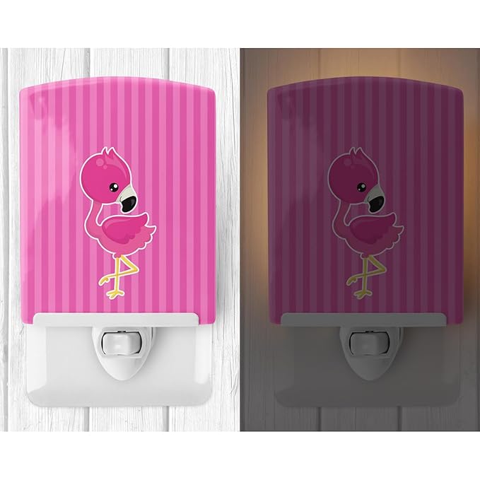 Caroline's Treasures BB8765CNL Flamingo #1 Ceramic Night Light Compact, UL-Certified, Ideal for Bedroom, Bathroom, Nursery, Hallway, Kitchen, 6x4x3, Multicolor