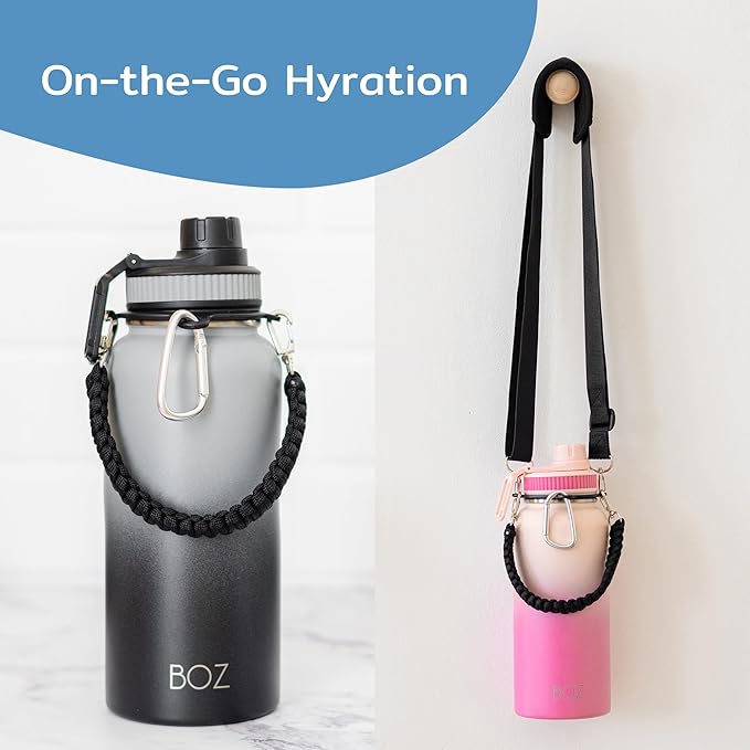 BOZ Water Bottle Strap Kit - Paracord Handle, Water Bottle Boot, Adjustable Water Bottle Shoulder Strap - Water Bottle Straps for Carrying, Water Bottle Handle Strap for 32oz Bottles