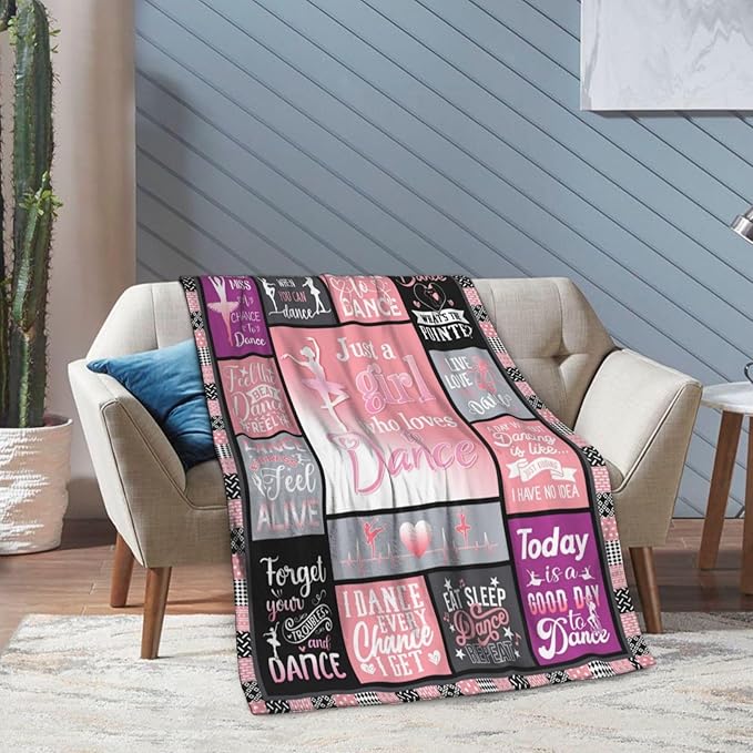 Dancer Gifts Blanket, Dancer Gifts for Girls Teens, Just A Girl Who Loves Dance, Dance Blanket 60"X50", Dancer Gifts for Girls, Dance Gifts for Teacher, Ballerina Gifts