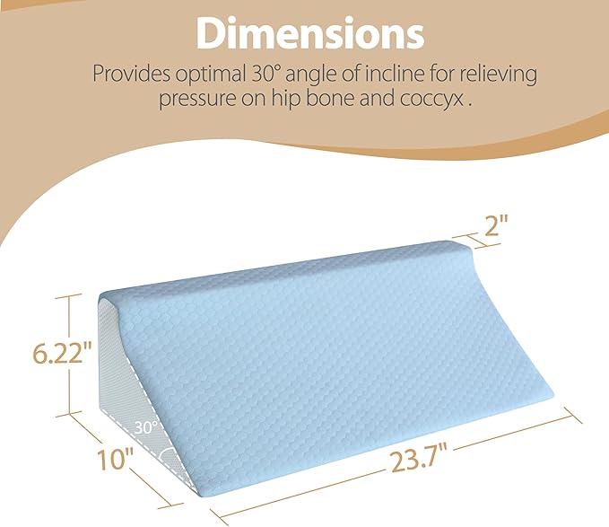 Wedge Pillow for Side Sleeping, Memory Foam Back Pillow Positioners for Side Sleeper, Preventing Bedsores, After Surgery, Pregnancy Support, Ankle Support, Bed Wedge Pillow