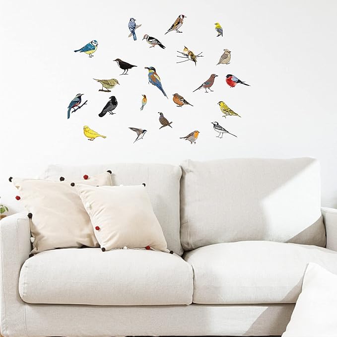 CREATCABIN Little Birds Vinyl Wall Decals Watercolor Birds Wall Stickers Self-Adhesive Peel and Stick Mural Decoration for Bedroom Living Room Kitchen Wardrobe Door Garden Playroom Nursery (Small)