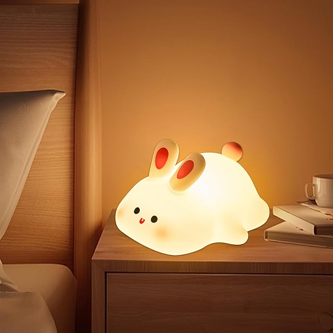 Bunny Gift for Girls, Bunny Night Lamp, Cute Table Lamp Gift for Kids Room Bedside, ABS+SIL, Touch Control, Birthday Gift for Boys and Girls (Bunny)...