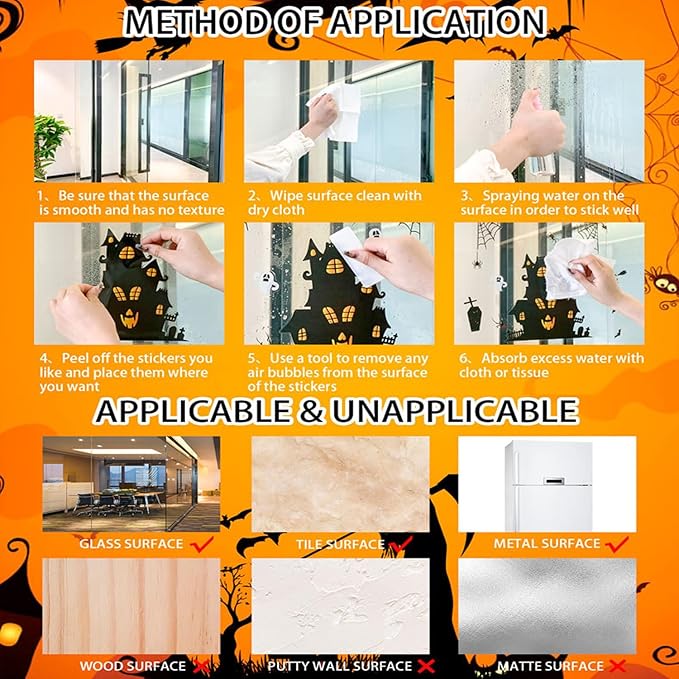 Halloween Horror Blood Seal Window Clings Stickers Decoration Bloodstain Skull Footprint Design Halloween Window Cling Decal Double Sided Static Removable Halloween Glass Window Stickers Supplies