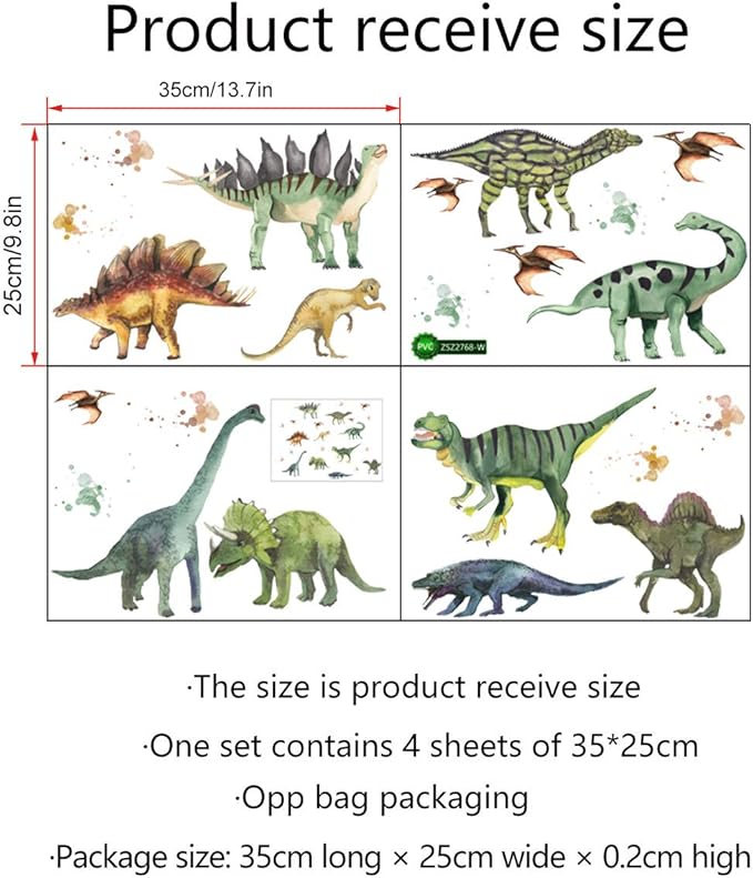 Dinosaur Decals Wall Stickers Watercolor Dinosaur Wall Decals Vinyl Decor Baby Bedroom Living Room Bathroom Nursery Playroom Decor