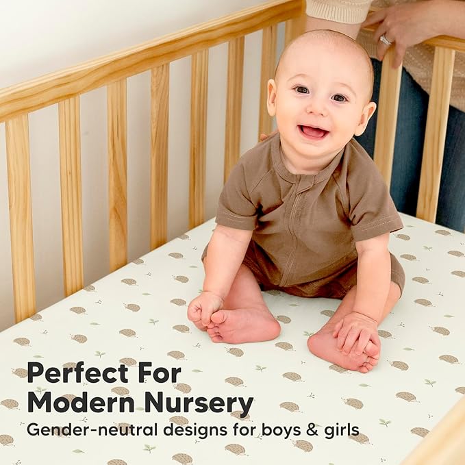 2-Pack Waterproof Crib Sheets for Boys,Girls-Viscose Derived from Bamboo Crib Sheets Neutral,Crib Mattress Protector Sheet,Soft Toddler Bed Sheets,Fitted Baby Crib Sheets Girl,Boy(Nibbles/Bruce)