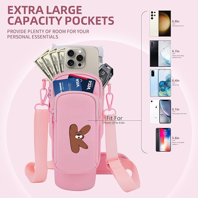 Water Bottle Carrier Bag for Stanley Cup Accessories, for Stanley Tumbler 40 Oz with Handle Holder Bag with Strap Neoprene Bollus with Straw, Straw Cover, Carabiner (Off White)