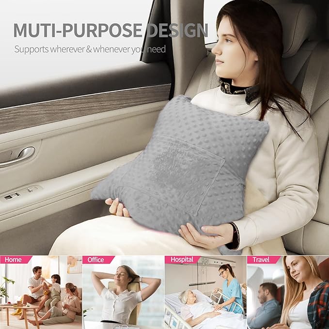 Hysterectomy Pillow with Pocket for Ice/Hot Packs, Abdominal Surgery Recovery Pillow for Women, Post-Surgery Support Cushion(Grey)