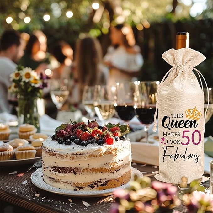 comfit 50th Birthday Wine Bag Gifts for Her,Make 50 Look Fabulous,50th Birthday Wine Bag,50th Birthday,Birthday Decorations