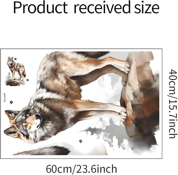 Waterproof Removable Vinyl PVC Wolf Safari Animal Wall Decal Wall Sticker for Nursery School Classroom Livingroom Bedroom Bathroom Decor Peel Stick Art Wallpaper Stickers,Room Decals