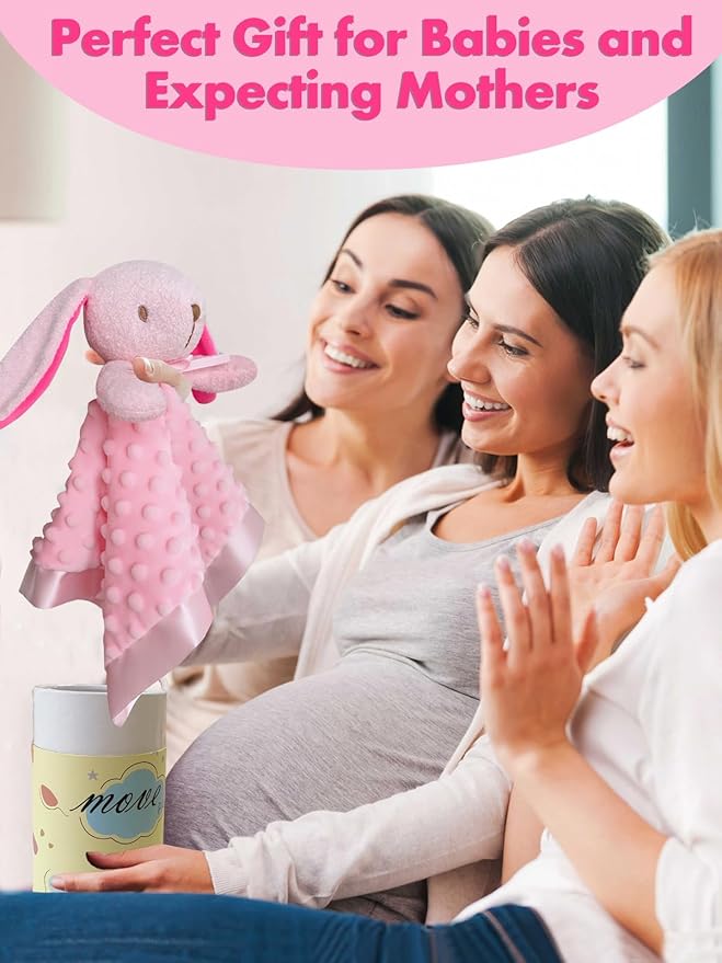 Pink Bunny Baby Security Blanket Loveys for Babies Girls, 16" Soft Baby Lovey Blanket, Baby Snuggle Stuffed Animals Blankie, Baby Girls Gifts for Infant and Toddler