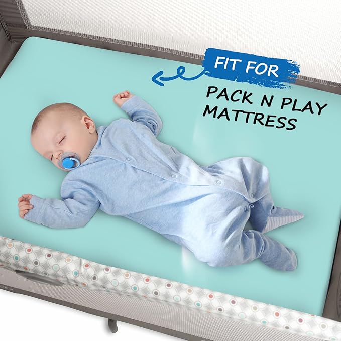 Mini Crib Sheets Girl Fitted Pack and Play Sheets for Baby Girls Boys 2 Pack (27"x 39"x 5"), Portable Playard/Playpen Sheets, Ultra Soft Microfiber Pack and Play Sheets, Blue and Pink