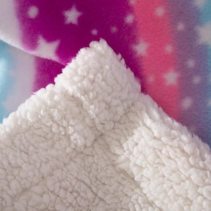 COSUSKET Kids Star Throw Blanket, Rainbow Sherpa Plush Warm Blanket Girls Gifts