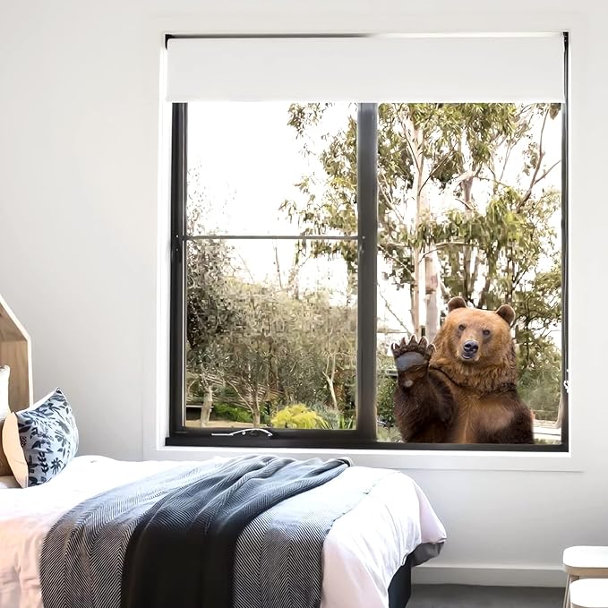 Cute Bear Wall Decal Peel and Stick Vinly Hello Bear Mural Sticker for Safari Wall Decor Funny Gift for Friend Kids Art Room Classroom Shop Wall Decor