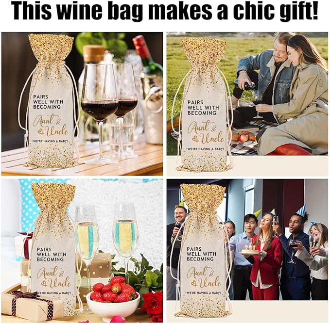 Pregnancy Announcement Wine Bag Grandparents Baby Announcement Baby Announcements Ideas for Women Men Aunt Uncle Bestie Sister Friend Congratulations Wine Bags