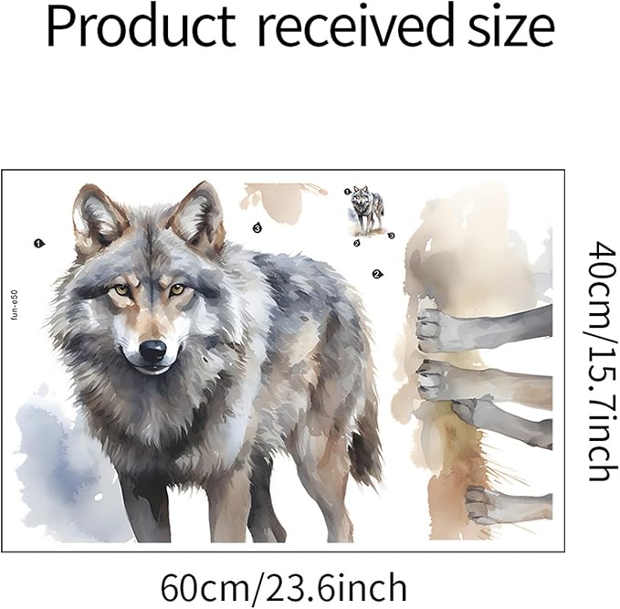 Waterproof Removable Vinyl PVC Wolf Safari Animal Wall Decal Wall Sticker for Nursery School Classroom Livingroom Bedroom Bathroom Decor Peel Stick Art Wallpaper Stickers,Room Decals