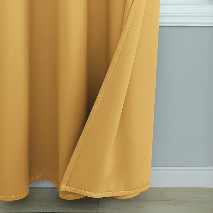 Mrs.Naturall Black Out Curtains 84 Inch Long for Bedroom Windows for Living Room Gold Luxury Blackout Drapes Curtains 84 Inch Length 2 Panels Set