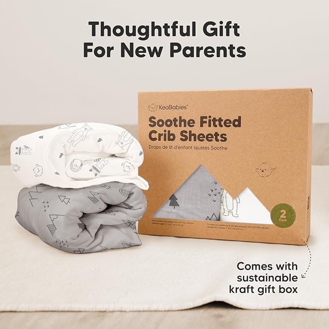 2-Pack Organic Crib Sheets for Boys, Girls - Jersey Fitted Crib Sheet, Baby Crib Sheets Neutral, Crib Mattress Sheet, Cotton Crib Sheets, Breathable Crib Sheet, Baby Mattress Sheets(French Gray)