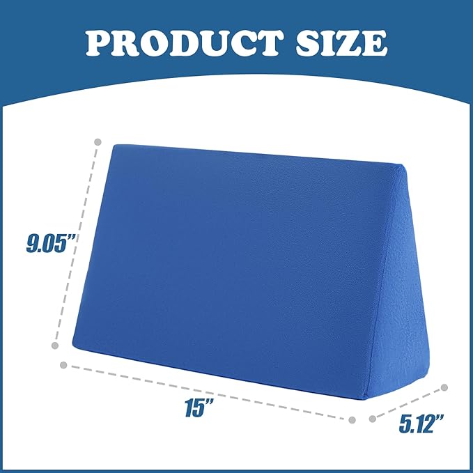 Small Wedge Pillow, Wedge Pillow for Bed Sores, Positioning Pillow, Positioning Wedge, Yoga Wedge Pillow, Mini Wedge Pillow for Laptop, Small Wedge Pillow for Chair (1 Unit, Blue)