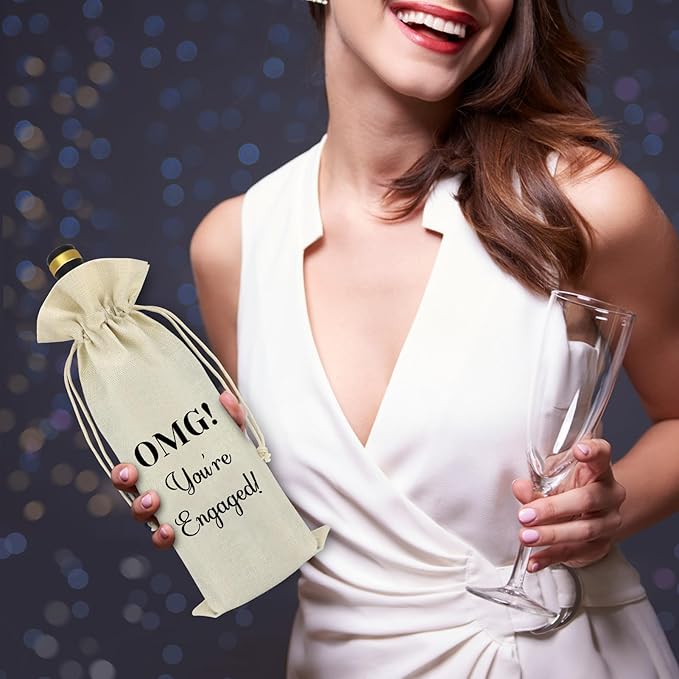 Funny Engagement Gift Decorations Wine Bag Bride to Be Gift Bridal Shower Gifts for Her Newly Engaged Gift Bachelorette Party Gift Wedding Gift for Couple Wine Gift Bag With Drawstring Wine Bottle Bag