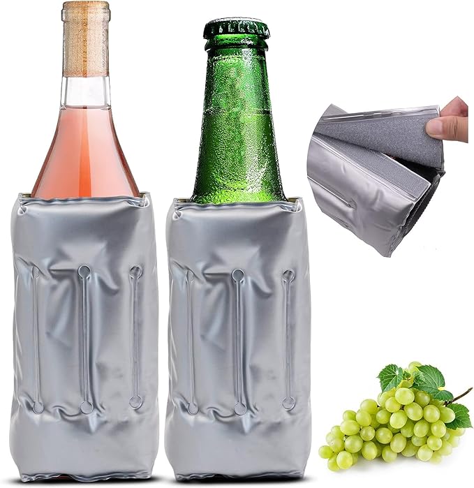 Ice Wine Bag, Ice Wine Sleeve, Wine Chiller, Wine Cooler Refrigerator, Wine Bottle Chiller Cooler for Red White Champagne or Sparkling. Gel Cooling Holder Freestanding Carrier Chilling