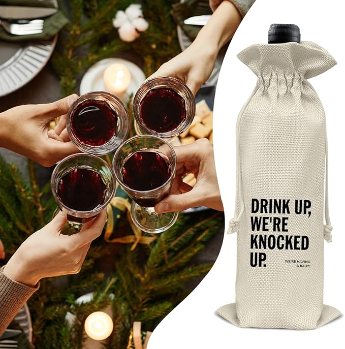 Funny Pregnancy Announcement Wine Bag, Baby Announcements Gifts for New Grandparents Aunt Uncle Friends, Pregnant Reveal Wine Gift Bag
