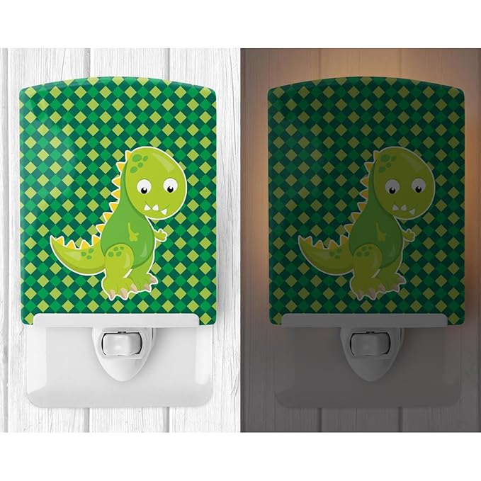 Caroline's Treasures BB6895CNL Iguanodon Dinosaur Ceramic Night Light Compact, UL-Certified, Ideal for Bedroom, Bathroom, Nursery, Hallway, Kitchen, 6x4x3, Multicolor