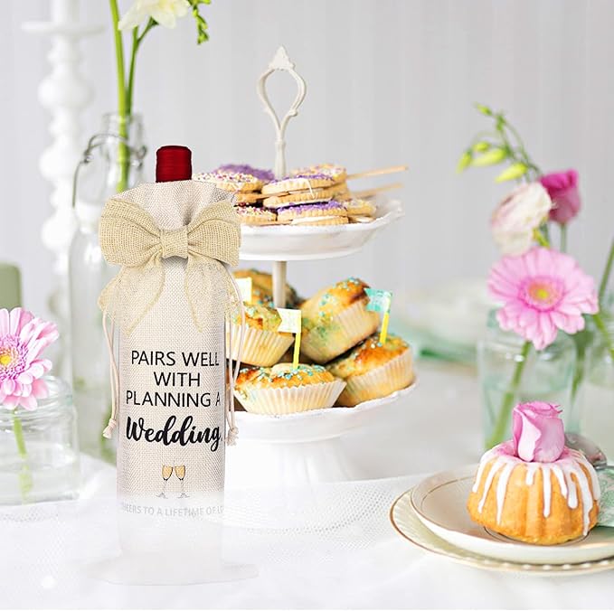 Wine Gift Bag, Engagement Gifts for Women, Wedding Gift for Couples Newly Engaged Unique (Cheers to a Lifetime of Love)