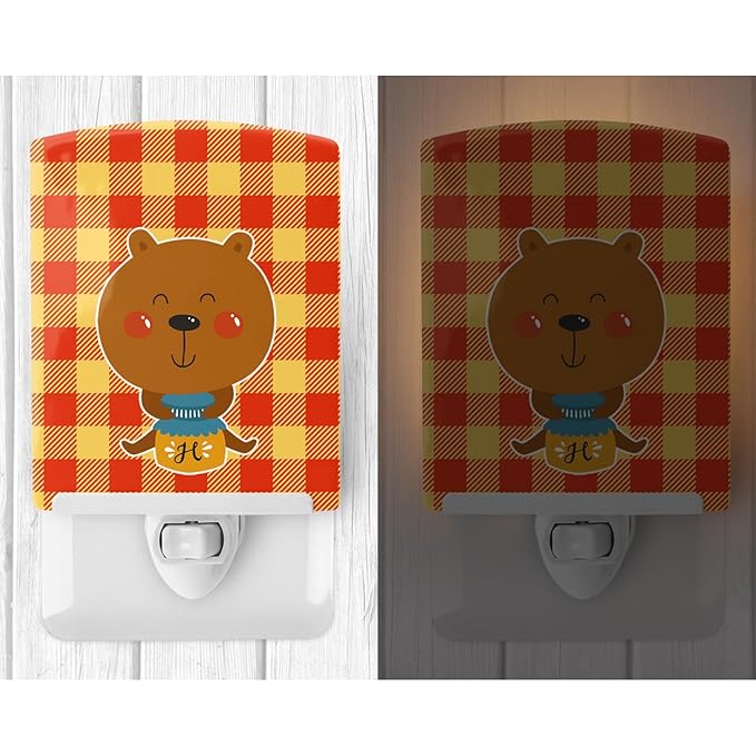 Caroline's Treasures BB6735CNL Honey Bear Ceramic Night Light Compact, UL-Certified, Ideal for Bedroom, Bathroom, Nursery, Hallway, Kitchen, 6x4x3, Multicolor