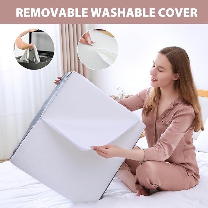 Bed Wedge Elevated Leg Pillow, High-Density Leg Rest Elevating Foam Wedge, Supportive Foam Wedge Pillow - Relieves and Recovers Foot and Ankle Injury, Leg Pain, Improves Blood Circulation