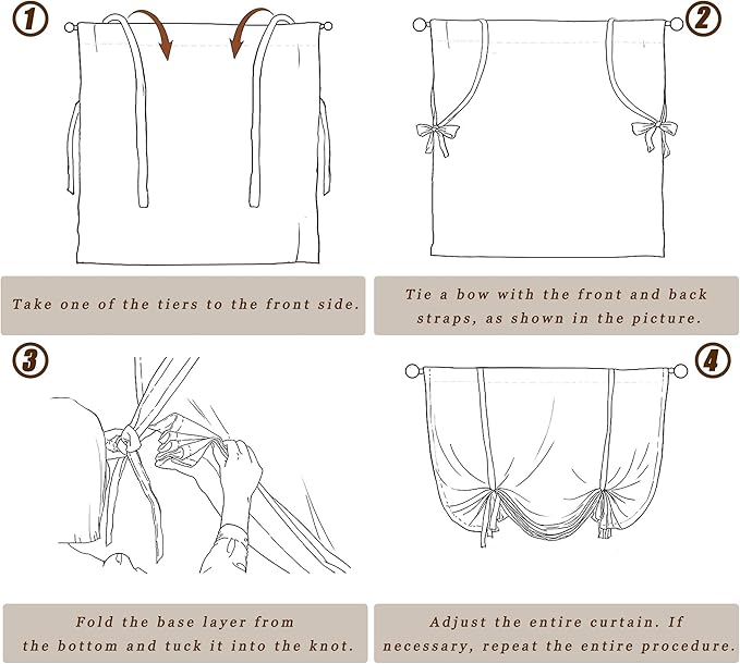 Leeva Birds Printed Tie Up Shades Curtains for Bathroom, Rod Pocket Adjustable Shade Curtain and Drapes for Living Room Bedroom, 42x63 in, One Panel, Purple