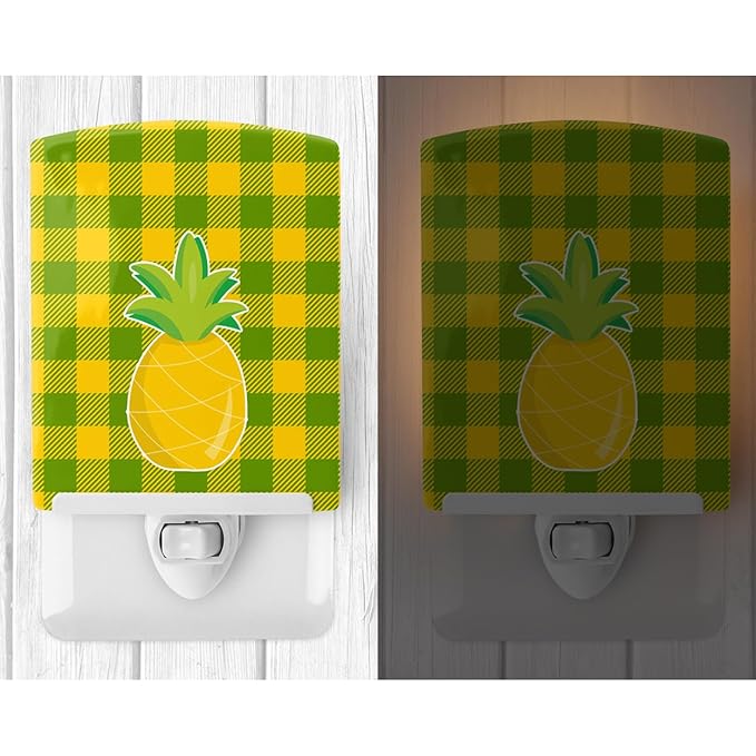Caroline's Treasures BB8967CNL Pineapple #3 Ceramic Night Light Compact, UL-Certified, Ideal for Bedroom, Bathroom, Nursery, Hallway, Kitchen, 6x4x3, Multicolor