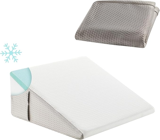 Wedge Pillow with Extra WashableReplaceable Cover, 12 inch Elevated Support Bed Wedge Pillow, Triangle Pillow Wedge for Sleeping Acid Reflux, Post Surgery, Sleep Apnea,Gerd, Memory Foam