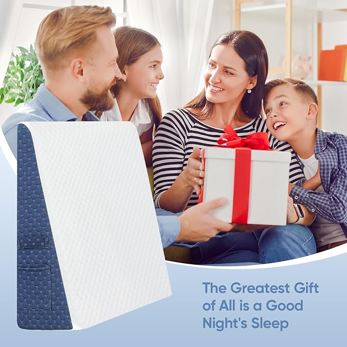 Wedge Pillow with Extra Replaceable Washable Covers, 2024 New 12'' Bed Wedge Pillow for Sleep Apnea, Acid Reflux, Heartburn, GERD, Cooling Memory Foam Top Incline Pillow for Improved Sleep