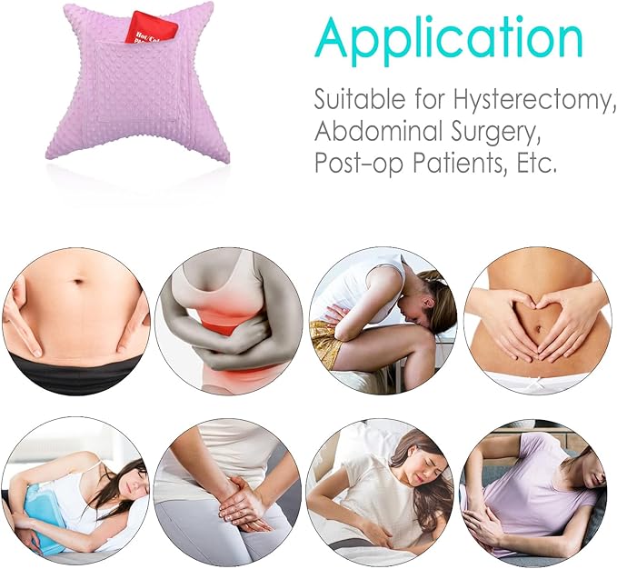 Star Hysterectomy Recovery Pillow C-Section Pillows with 2 Pockets for Tummy Tuck Abdominal Lumpectomy Belly Surgery Must Haves Shock Absorbing Cough Cushion Patients Gifts Minky Dot Lavender