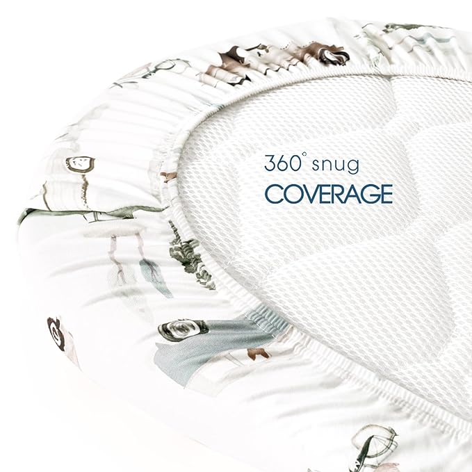 GRSSDER Stretchy Ultra Soft Fitted Bassinet Sheet Set 2 Pack, Universal Fitted for Bassinets Baby Cradle Moses Basket Oval Rectangle Mattress Safe and Snug, Neutral Pattern of Cars Print