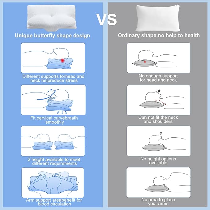 Neck Pillow, Neck & Cervical Pillows for Neck Support, Adjustable Cervical Neck Pillow for Sleeping, Memory Foam Side Sleeper Cervical Pillow for Bed