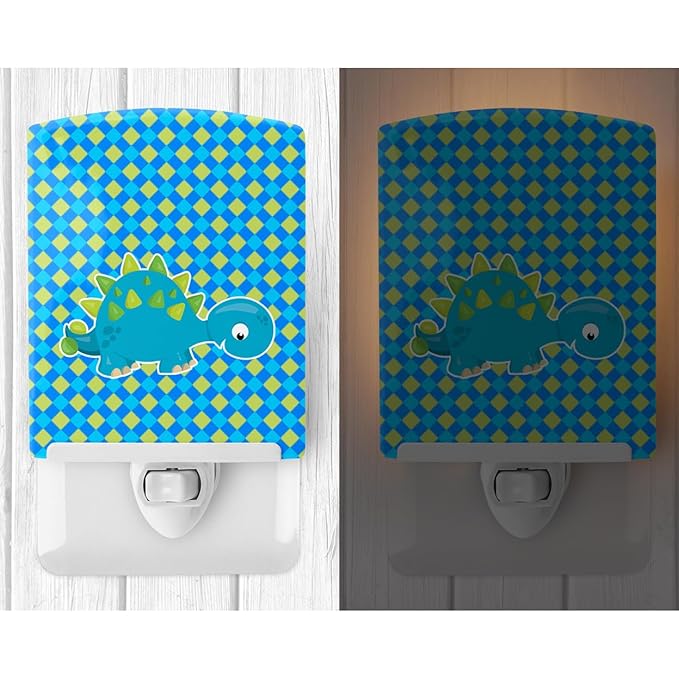 Caroline's Treasures BB6897CNL Stegosaurus Dinosaur Ceramic Night Light Compact, UL-Certified, Ideal for Bedroom, Bathroom, Nursery, Hallway, Kitchen, 6x4x3, Multicolor