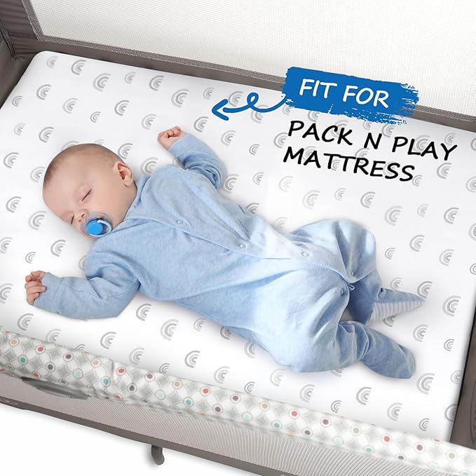 Pack n Play Sheets 2 Pack (27"x 39"x 5"), Mini Crib Sheets Set for Baby Girls Boys, Portable Playard Sheets, Ultra Soft Microfiber Pack n Play Mattress Cover Sheet, Rainbow