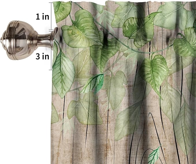 Cartoon Window Valance, Kids Woodland Animal Print Bears Deer Trees Leaves Forest Kitchen Valance for Living Room Nursery Bedroom Nursery Decor with Rod Pocket 54x24 Inch, 3 Piece