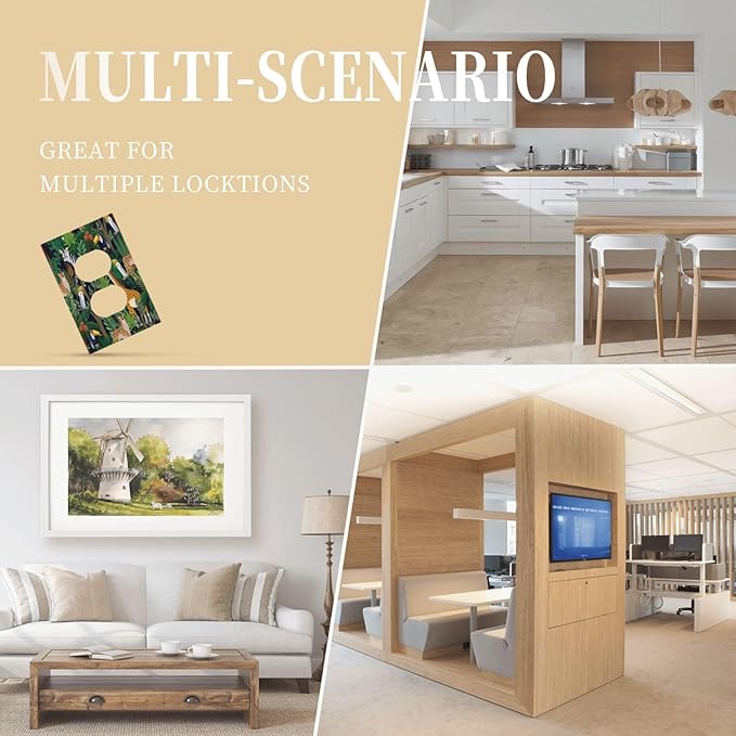 Cartoon Animal Zebra Leopard Giraffe Bird Leaf Single Duplex Wall Plate Covers Nursery Light Switch Cover 1 Gang Outlet Plate Decorative Electrical Receptacle Art Faceplate Switchplate for Kidroom